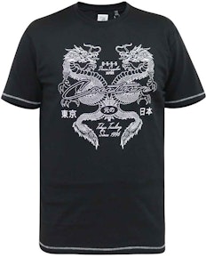 D555 Elijah Couture Dragon Print T-Shirt Black